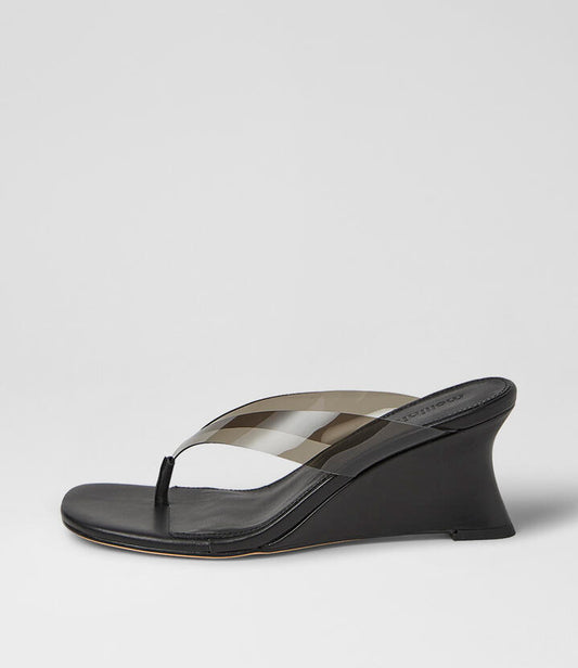 Image of Sandals. Product name - Fixen Black Vinylite Leather Sandals in Black colour by brand - MOLLINI