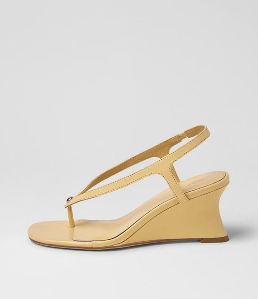 Image of Sandals. Product name - Feltit Faded Lemon Leather Sandals in Faded Lemon colour by brand - MOLLINI