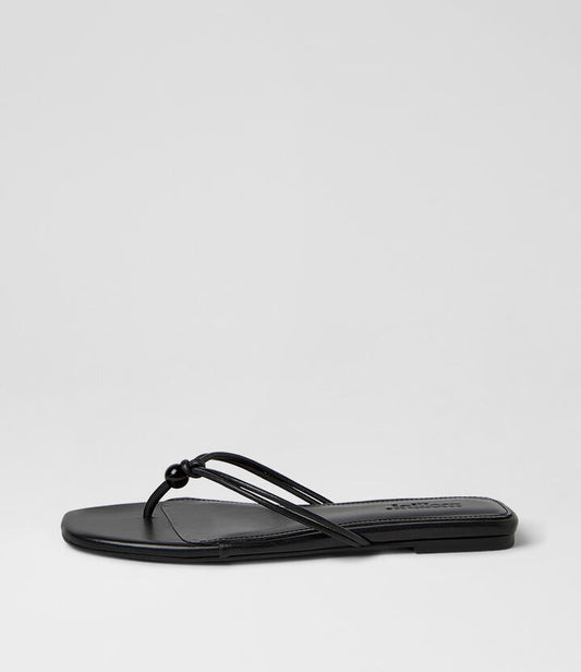 Image of Sandals. Product name - Rianni Black Leather Thongs in Black colour by brand - MOLLINI