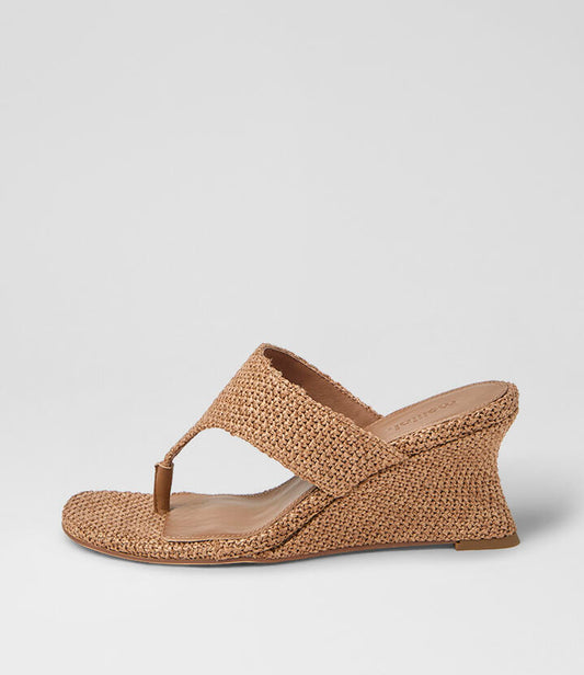 Image of Sandals. Product name - Fevi Toffee Woven Sandals in Toffee colour by brand - MOLLINI