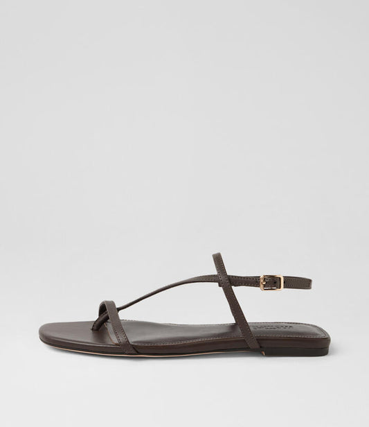 Image of Sandals. Product name - Rollina Dark Brown Leather Sandals in Dk Brown colour by brand - MOLLINI