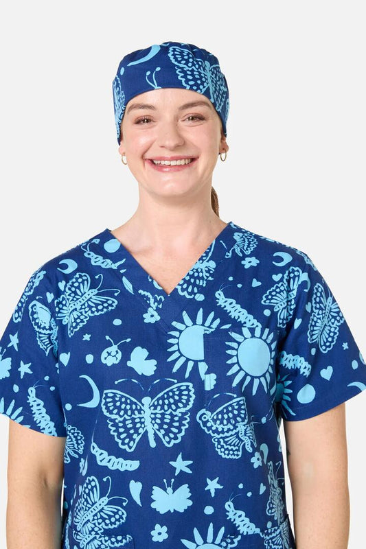 Image of Hats. Product name - Flora Fauna Scrub Hat in Blue colour by brand - Gorman