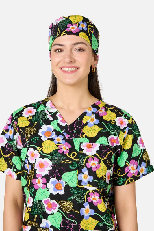 Image of Hats. Product name - Blossom Boulevard Scrub Hat in Black colour by brand - Gorman
