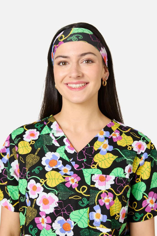 Image of Hats. Product name - Blossom Boulevard Scrub Headband in Black colour by brand - Gorman