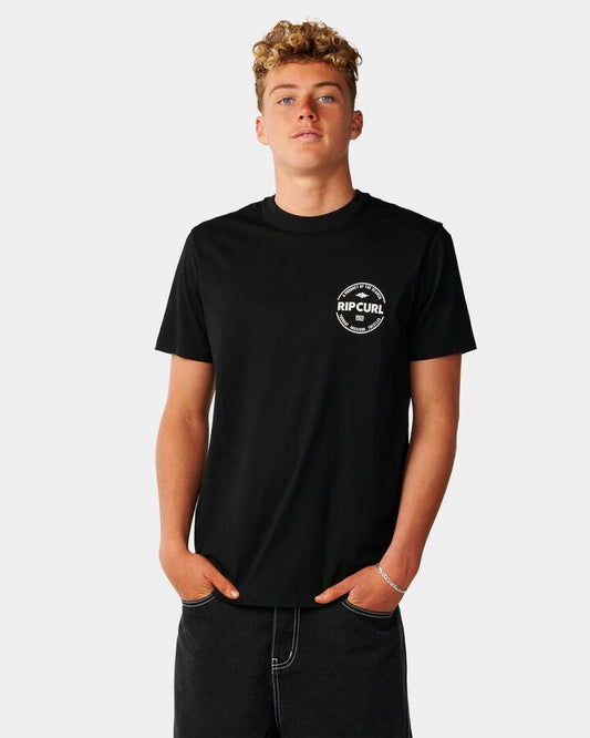 Image of T-Shirts. Product name - Rip Curl Mens Staple T-Shirt Black in Black colour by brand - Rip Curl