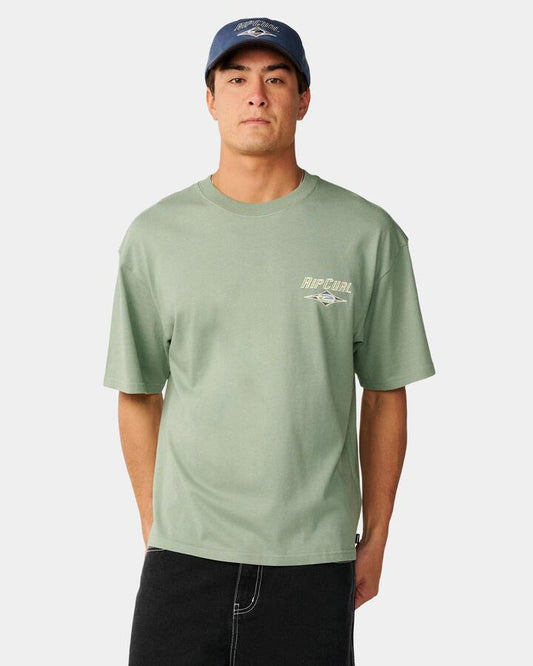 Image of T-Shirts. Product name - Rip Curl Mens Heritage Icon T-Shirt Sage in Sage colour by brand - Rip Curl