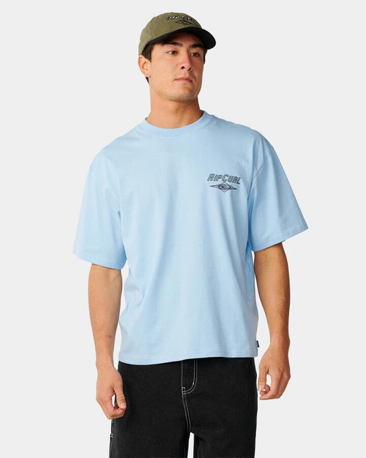 Image of T-Shirts. Product name - Rip Curl Mens Heritage Icon T-Shirt Blue Bell in Blue Bell colour by brand - Rip Curl