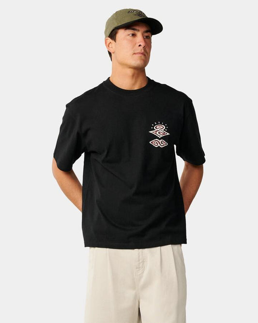 Image of T-Shirts. Product name - Rip Curl Mens Disorder Boneyards T-Shirt Black in Black colour by brand - Rip Curl