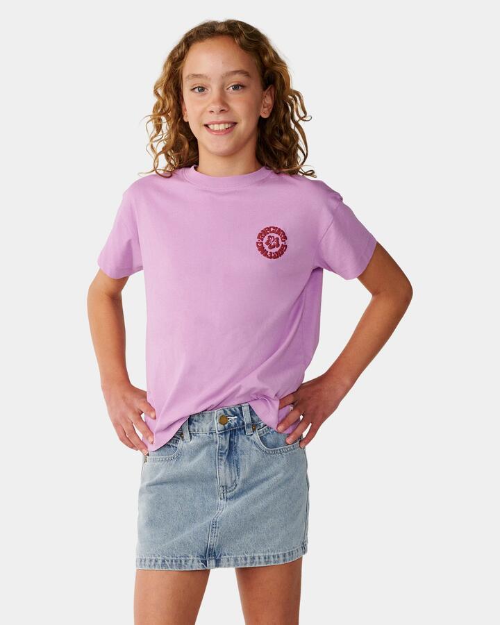 Image of T-Shirts. Product name - Rip Curl Girls 8-16 Surf Puff Relaxed T-Shirt Bright Lilac in Bright Lilac colour by brand - Rip Curl