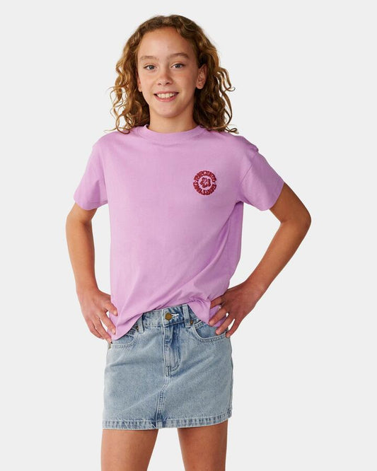 Image of T-Shirts. Product name - Rip Curl Girls 8-16 Surf Puff Relaxed T-Shirt Bright Lilac in Bright Lilac colour by brand - Rip Curl