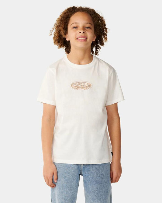 Image of T-Shirts. Product name - Rip Curl Boys 8-16 Surf Shack Art T-Shirt Bone in Bone colour by brand - Rip Curl