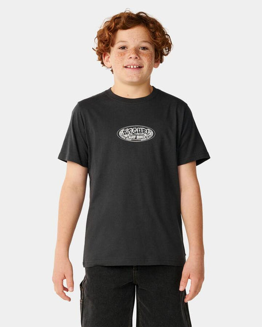 Image of T-Shirts. Product name - Rip Curl Boys 8-16 Surf Shack Art T-Shirt Washed Black in Washed Black colour by brand - Rip Curl