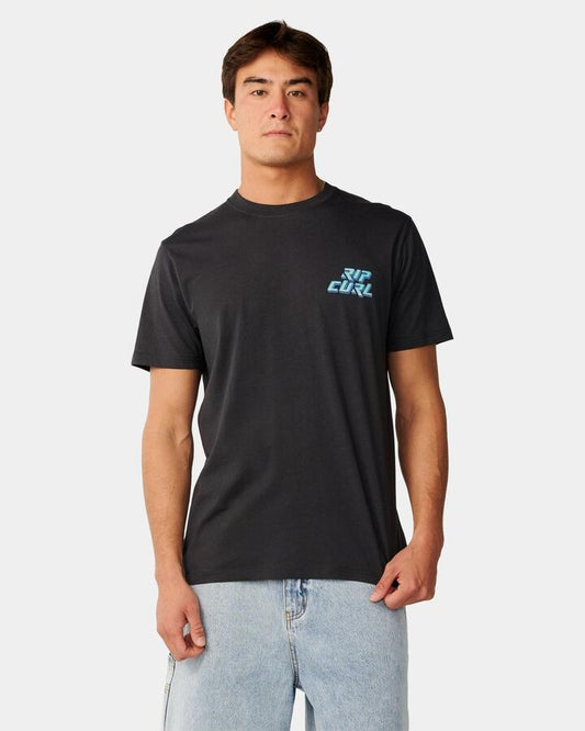 Image of T-Shirts. Product name - Rip Curl Mens Disorder Legacy T-Shirt Washed Black in Washed Black colour by brand - Rip Curl