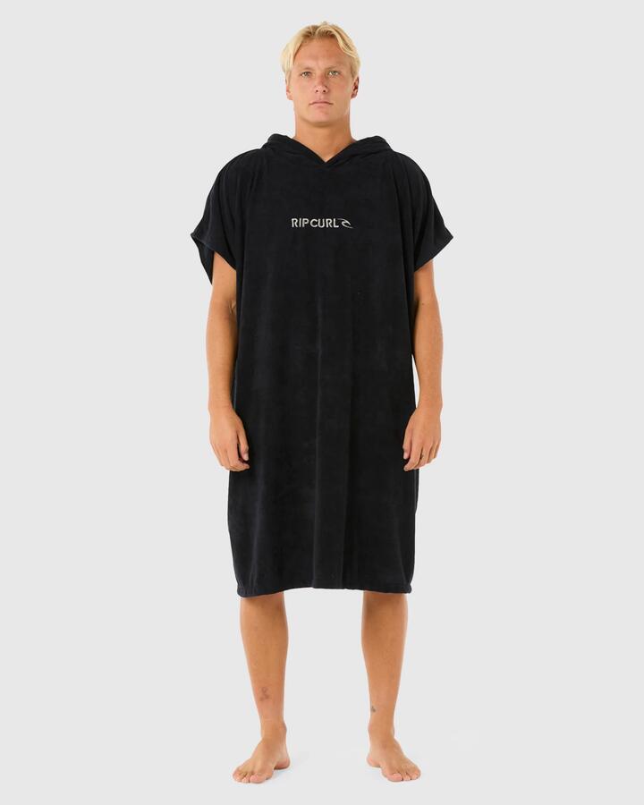Image of Towels. Product name - Rip Curl Mens Brand Hooded Towel Black/Grey in Black/Grey colour by brand - Rip Curl
