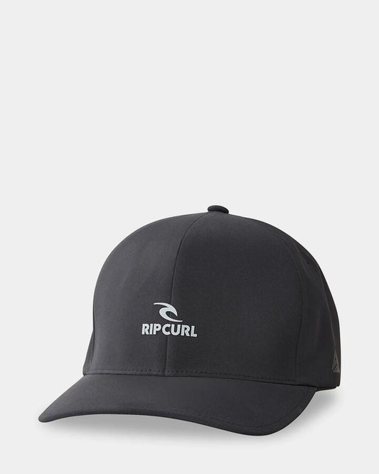 Image of Hats. Product name - Rip Curl Mens Vaporcool Delta Flexfit Cap Black in Black colour by brand - Rip Curl