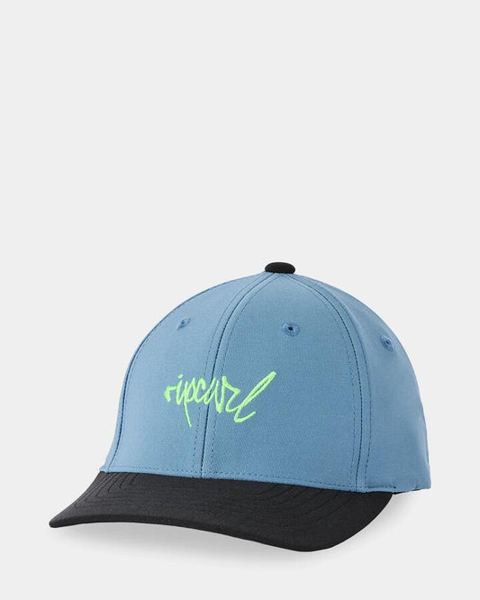 Image of Hats. Product name - Rip Curl Boys 8-16 Script Flexfit Cap Bluefin in Bluefin colour by brand - Rip Curl