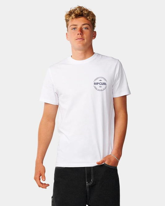 Image of T-Shirts. Product name - Rip Curl Mens Staple T-Shirt White in White colour by brand - Rip Curl