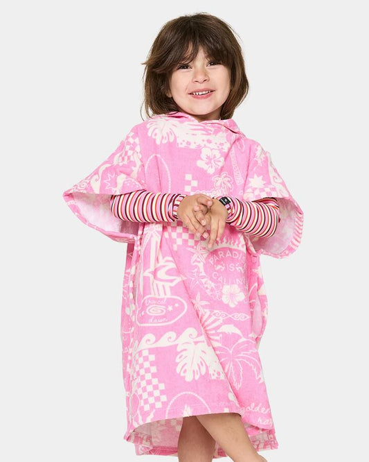 Image of Towels. Product name - Rip Curl Girls 2-7 Mixed Snap Hooded Towel Natural/Pink in Natural/Pink colour by brand - Rip Curl