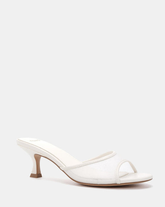 Image of Sandals. Product name - Verian White Mesh Mules in White Mesh colour by brand - Novo