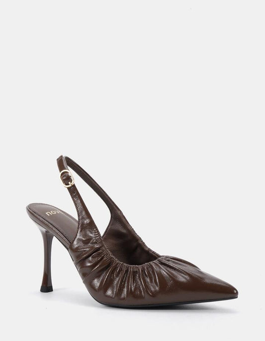 Image of Dresses. Product name - Impure Milk Chocolate Crinkle Pumps in Milk Chocolate Crinkle colour by brand - Novo
