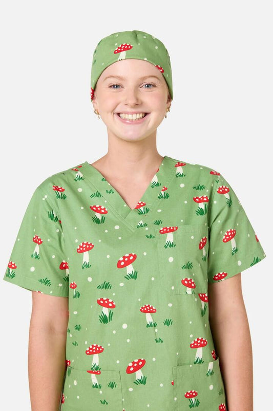 Image of Hats. Product name - Toadstool Scrub Hat in Green colour by brand - Scrubs With Love