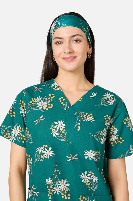 Image of Hair Accessories. Product name - Penny Native Scrub Headband in Green colour by brand - Scrubs With Love