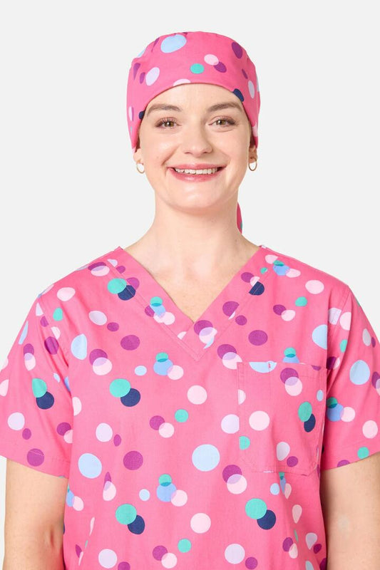 Image of Hats. Product name - Polka Dots Scrub Hat in Pink colour by brand - Scrubs With Love