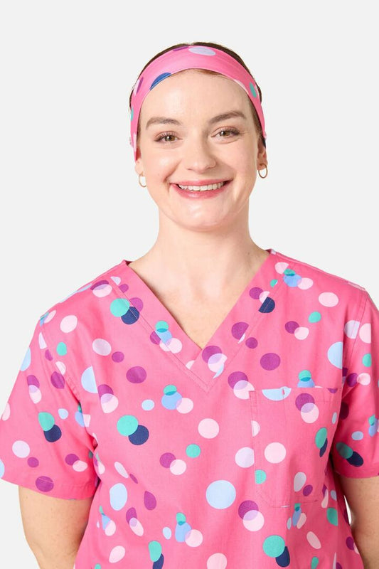 Image of Hair Accessories. Product name - Polka Dots Scrub Headband in Pink colour by brand - Scrubs With Love