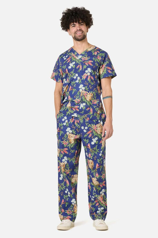 Image of a model wearing Uniforms & Workwear. Product name - Native Koala Scrub Set in Navy colour by brand - Scrubs With Love