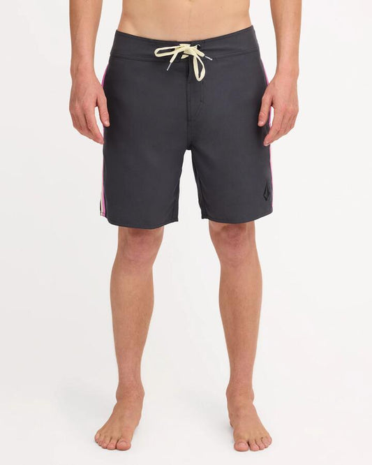 Image of Swimwear. Product name - Volcom Mens Volstripe Boardshorts Asphalt Black in Asphalt Black colour by brand - Volcom