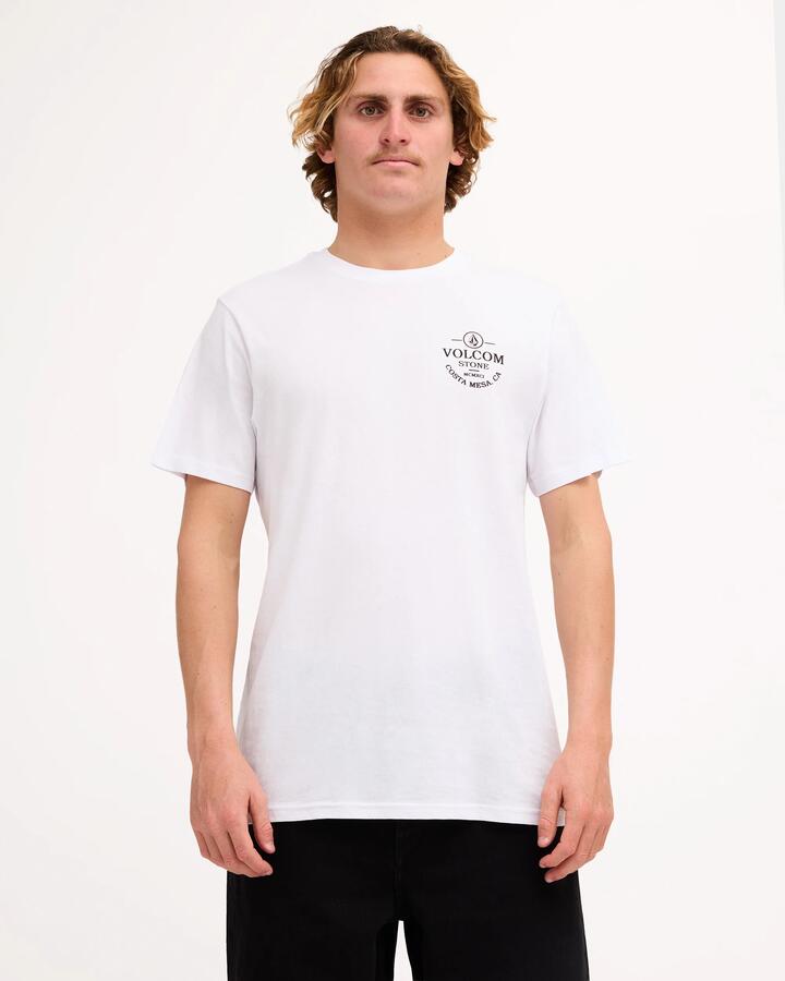 Image of T-Shirts. Product name - Volcom Mens Anchored T-Shirt White in White colour by brand - Volcom