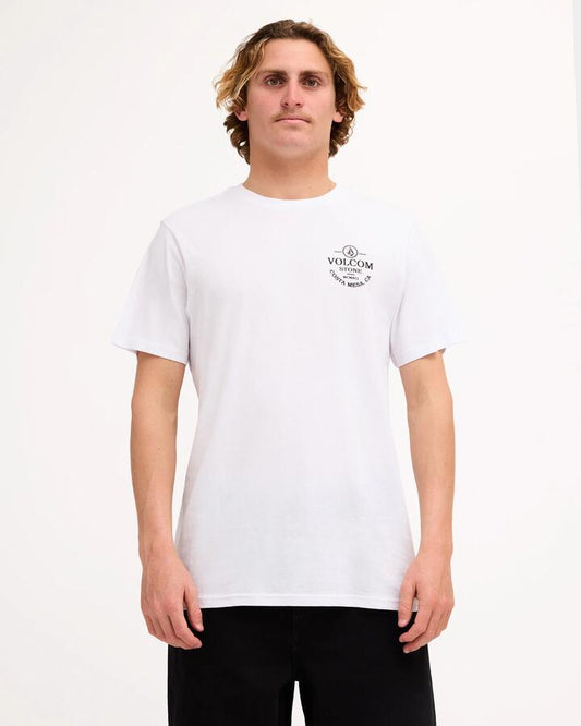 Image of T-Shirts. Product name - Volcom Mens Anchored T-Shirt White in White colour by brand - Volcom