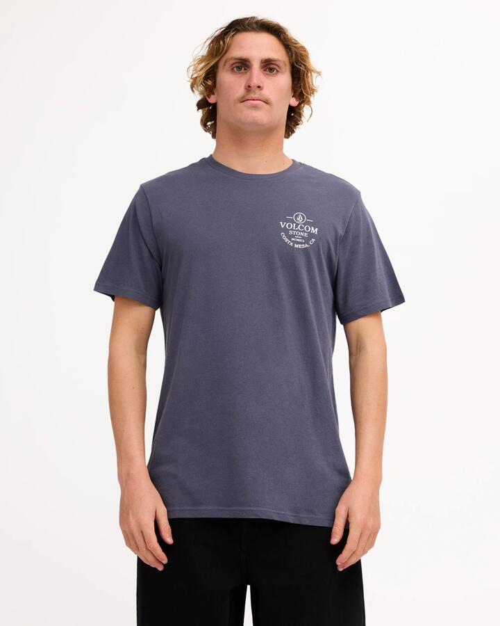 Image of T-Shirts. Product name - Volcom Mens Anchored T-Shirt Vintage Navy in Vintage Navy colour by brand - Volcom