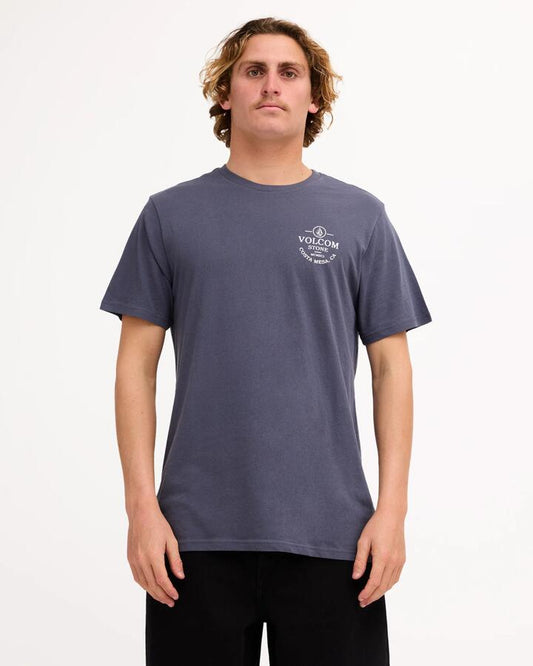 Image of T-Shirts. Product name - Volcom Mens Anchored T-Shirt Vintage Navy in Vintage Navy colour by brand - Volcom