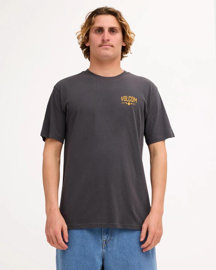 Image of T-Shirts. Product name - Volcom Mens Carbide T-Shirt Asphalt Black in Asphalt Black colour by brand - Volcom