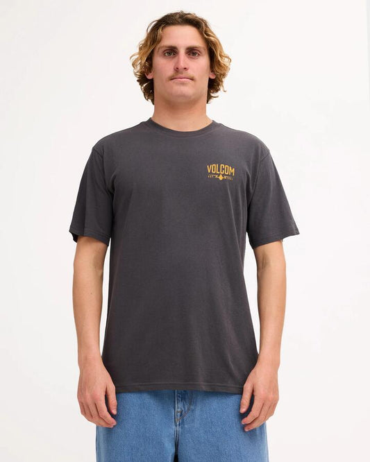 Image of T-Shirts. Product name - Volcom Mens Carbide T-Shirt Asphalt Black in Asphalt Black colour by brand - Volcom