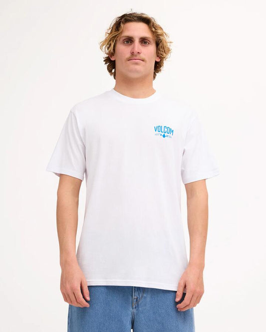 Image of T-Shirts. Product name - Volcom Mens Carbide T-Shirt White in White colour by brand - Volcom