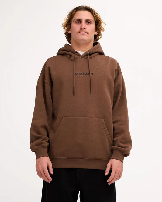 Image of a model wearing Outerwear. Product name - Volcom Mens Volcom Stone Pullover Brown Stone in Brown Stone colour by brand - Volcom
