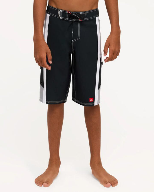 Image of Swimwear. Product name - Quiksilver Boys 8-16 Eliminator 19" Boardshorts Black in Black colour by brand - Quiksilver