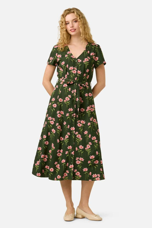 Image of Dresses. Product name - Goldie Daisy Midi Dress in Green colour by brand - Princess Highway