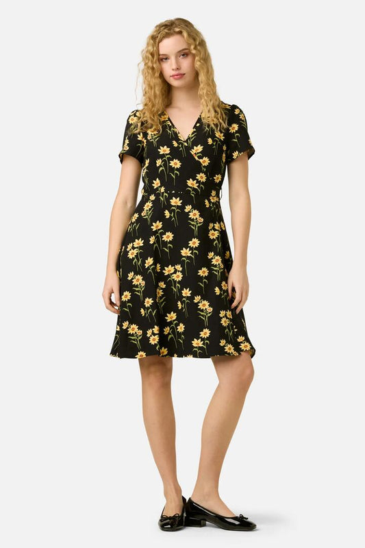 Image of Dresses. Product name - Goldie Daisy Wrap Dress in Black colour by brand - Princess Highway