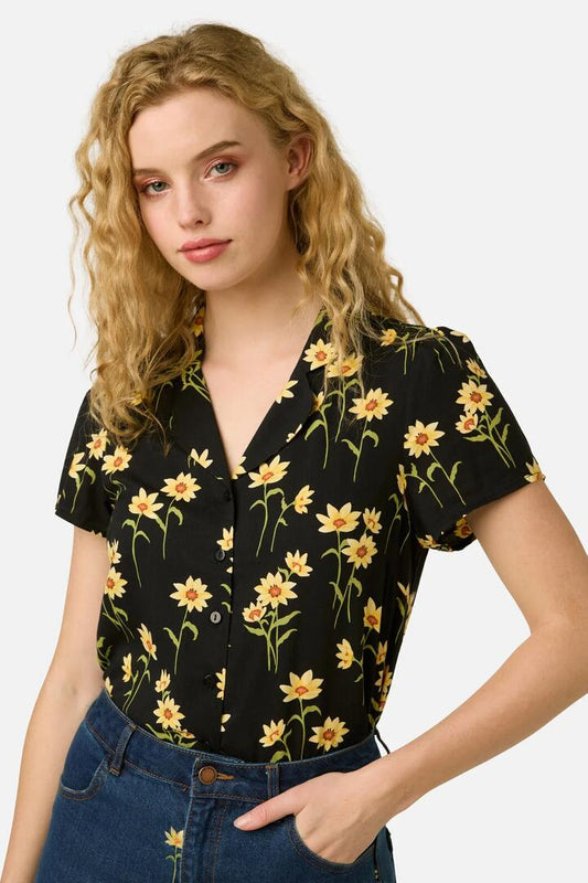 Image of Blouses. Product name - Goldie Daisy Blouse in Black colour by brand - Princess Highway