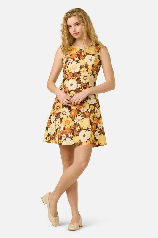 Image of Dresses. Product name - Twiggy Floral Shift Dress in Golden Brown colour by brand - Princess Highway