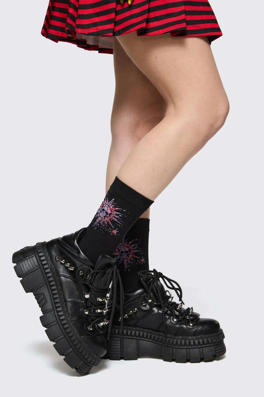 Image of Socks. Product name - Trad Emo Skull Socks in Black colour by brand - Black Friday