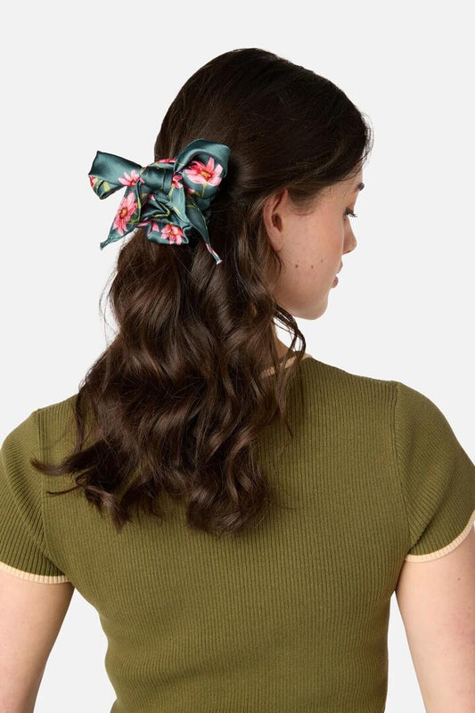 Image of Hair Accessories. Product name - Goldie Scarf Scrunchie in Green colour by brand - Princess Highway