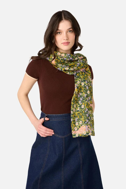 Image of Scarves & Shawls. Product name - Kangaroo Soft Scarf in Green colour by brand - Princess Highway