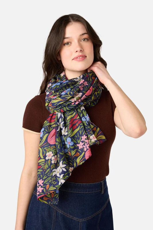 Image of Scarves & Shawls. Product name - Mira Native Soft Scarf in Navy colour by brand - Princess Highway