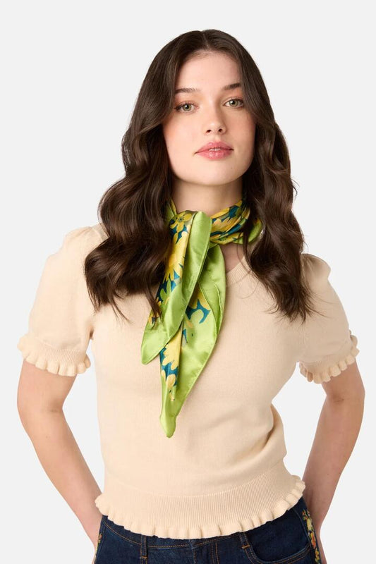 Image of Scarves & Shawls. Product name - Twiggy Satin Scarf in Green colour by brand - Princess Highway