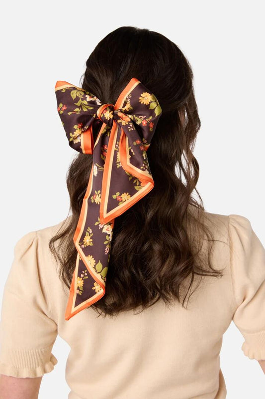 Image of Scarves & Shawls. Product name - Posy Narrow Head Scarf in Chocolate colour by brand - Princess Highway