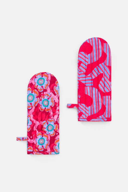 Image of Kitchen & Dining. Product name - Tiger Flower Oven Mitt Set 2 in Print colour by brand - Gorman